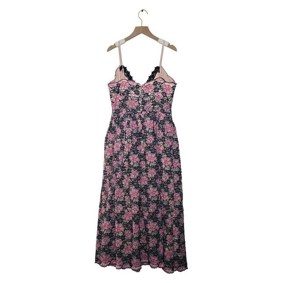 ASOS Dress Size 10 Floral Lace Midi Pink Spaghetti Straps V-Neck - Picture 5 of 7